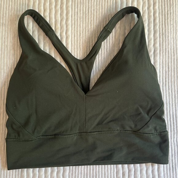 Athleta S Transcend Plunge Sports Bra Small D-DD Aspen Olive Green - Picture 6 of 8